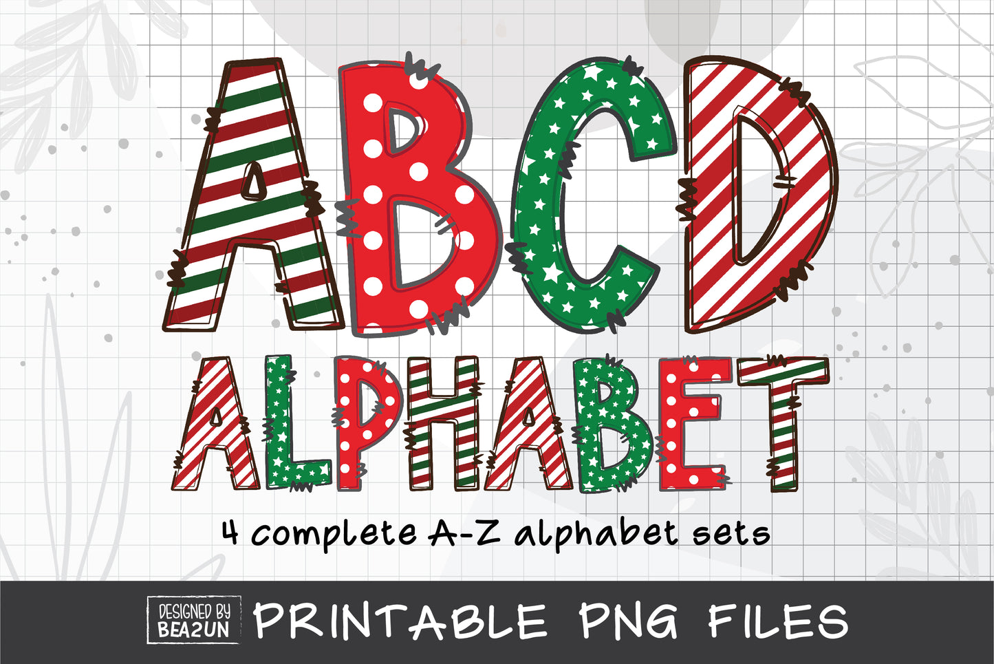 Christmas Alphabet PNG Sublimation