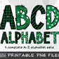 Green Black White Doodle Letters Bundle