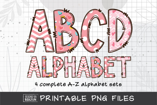 Valentines Alphabet PNG