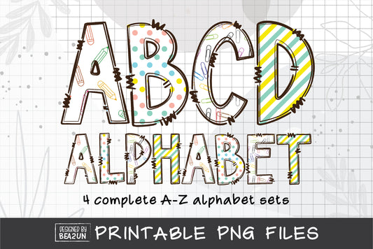 school alphabet letters png sublimation