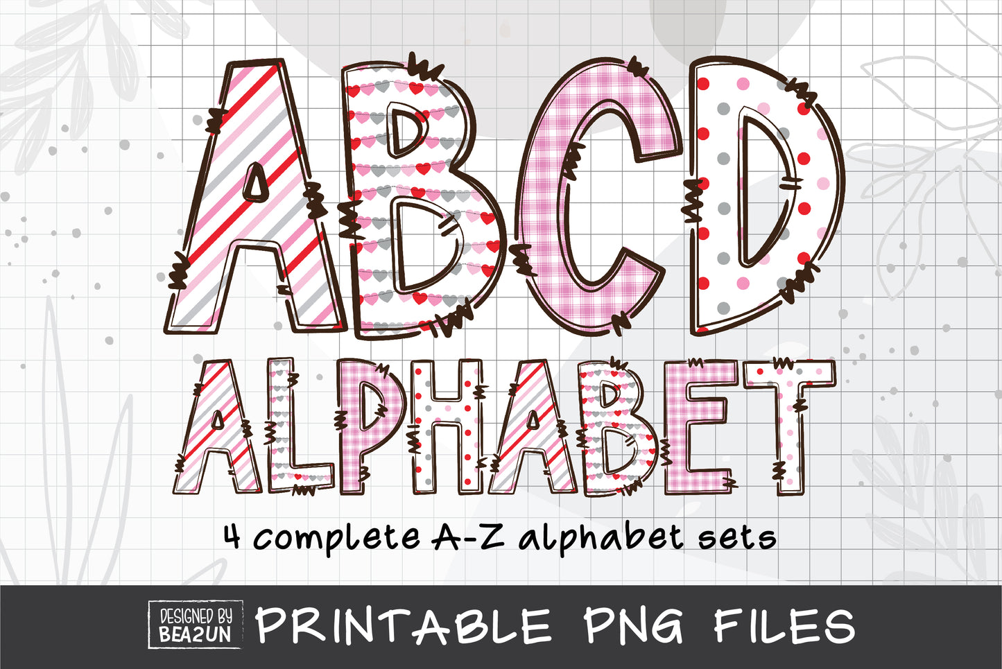 Valentines Alphabet PNG