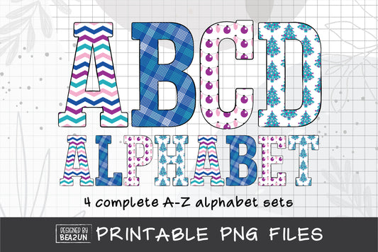 Winter Alphabet Letters PNG Sublimation