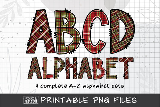 Buffalo Plaid Doodle Alphabet Letters