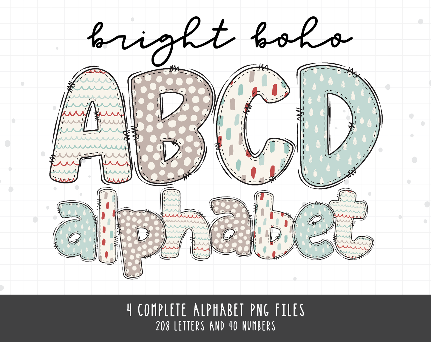 boho doodle alphabet letters