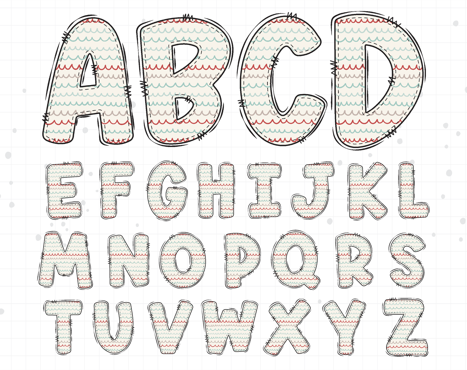 boho doodle alphabet letters