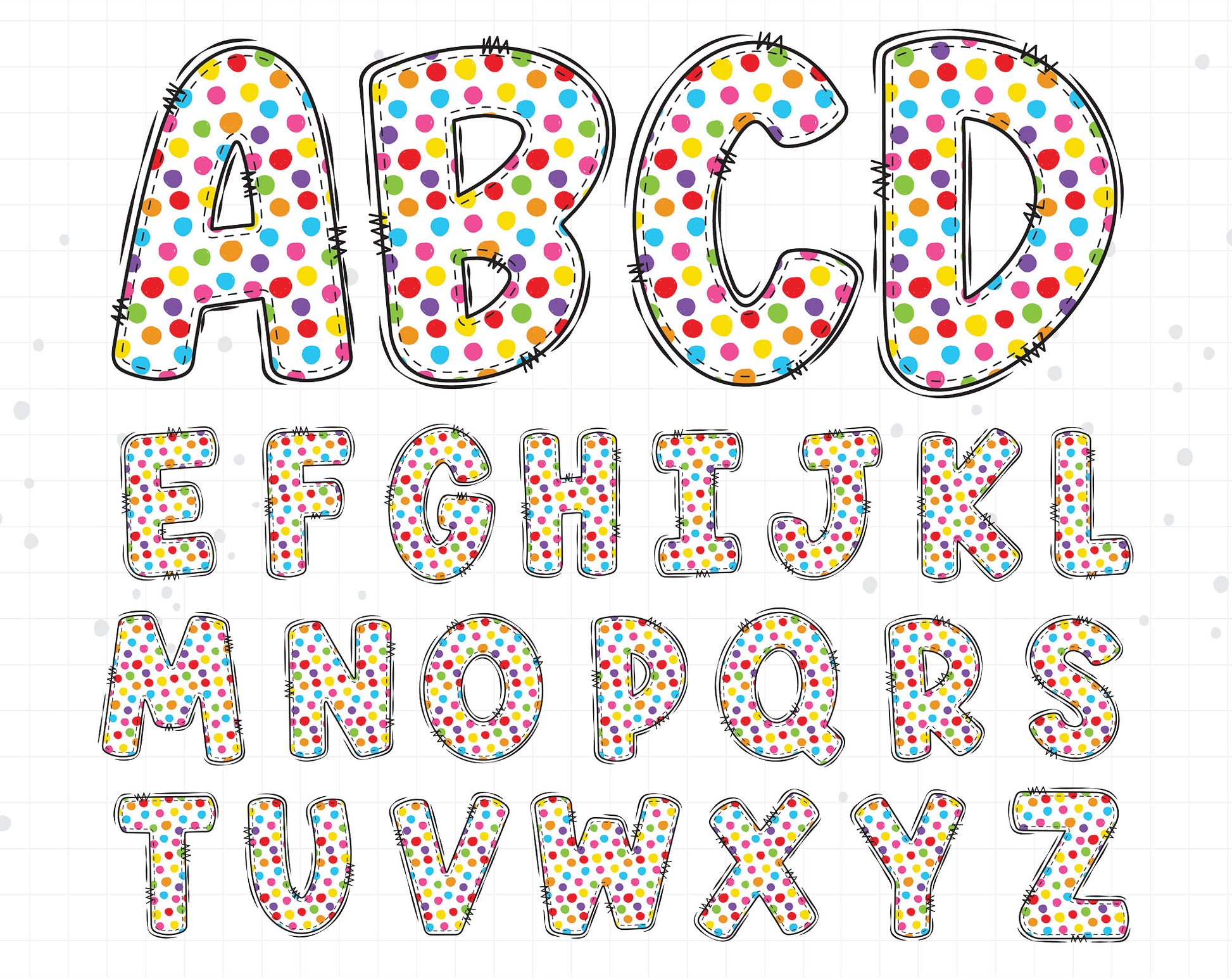 rainbow alphabet clipart