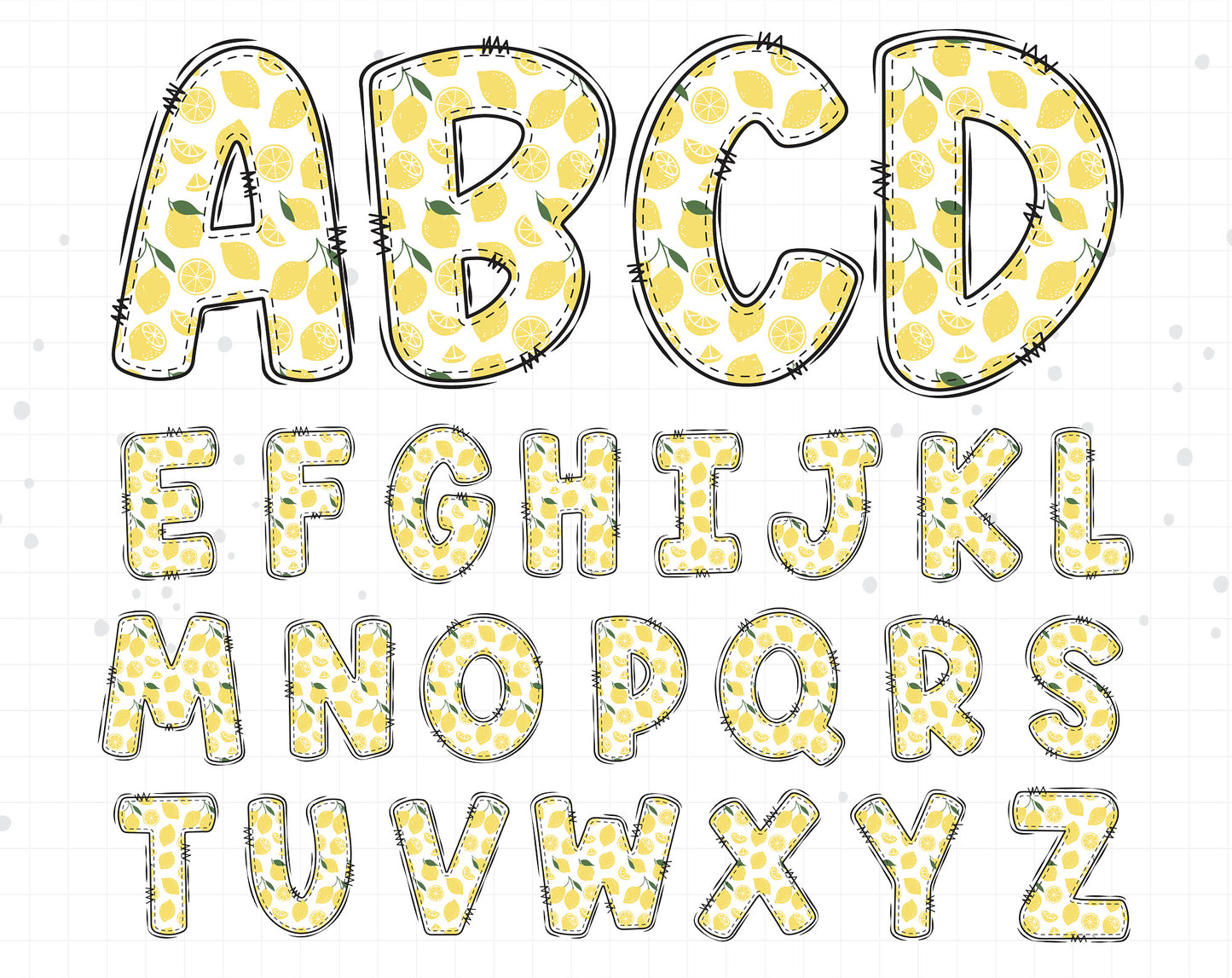 Summer Lemon Alphabet Clipart