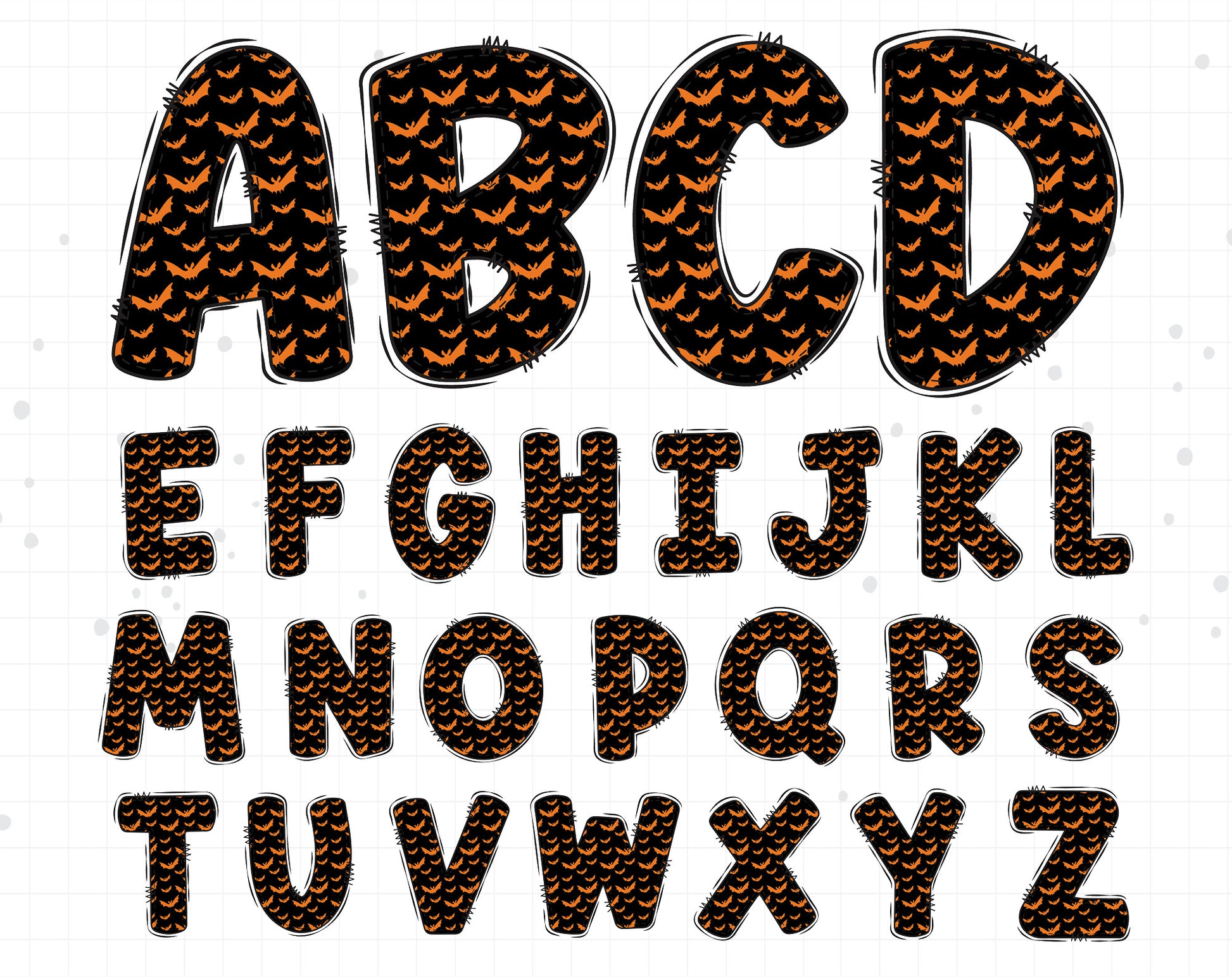 Halloween Bat Alphabet Clipart