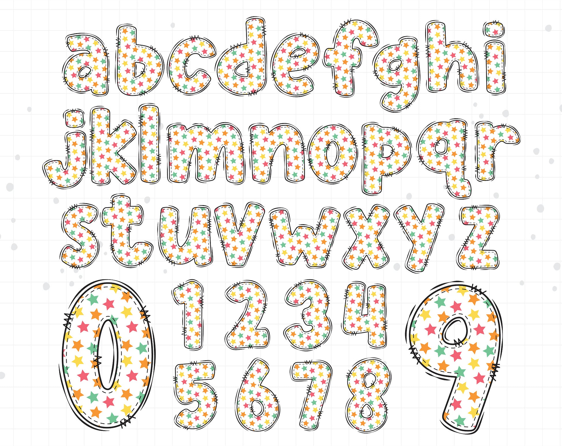 Star Alphabet Clipart Design