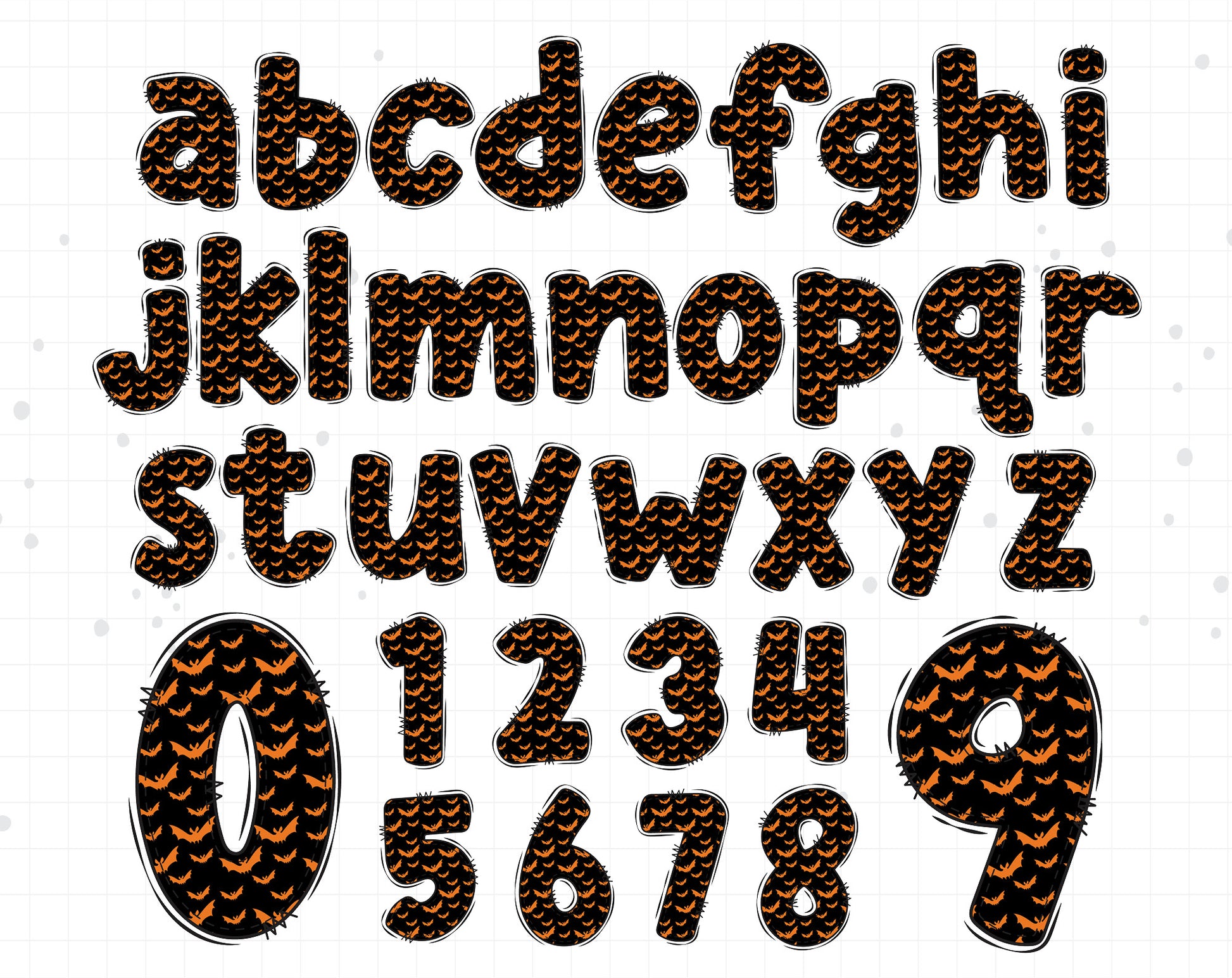 Halloween Bat Alphabet Clipart