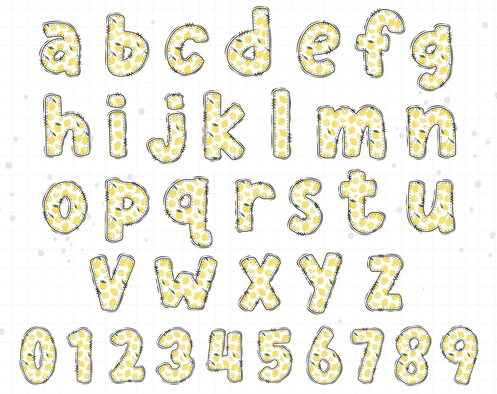 Summer Lemon Alphabet Clipart