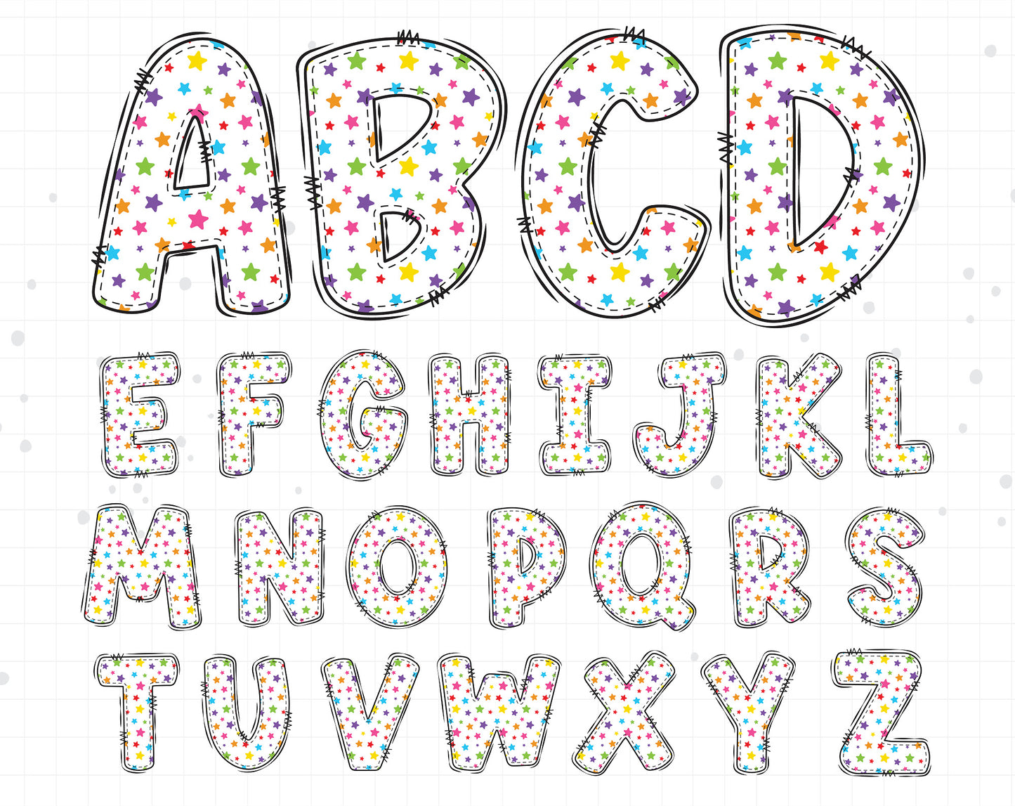 rainbow star alphabet letters