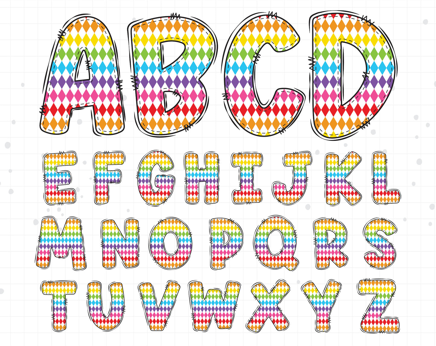 rainbow doodle alphabet letters