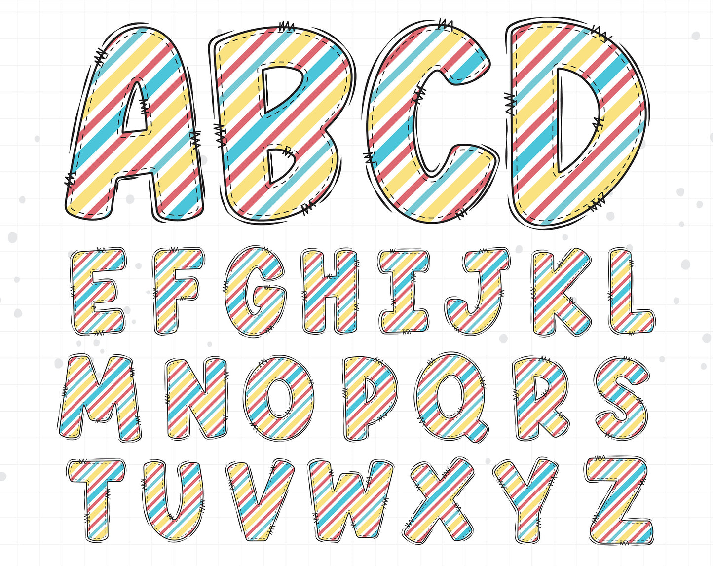 colorful doodle alphabet letters