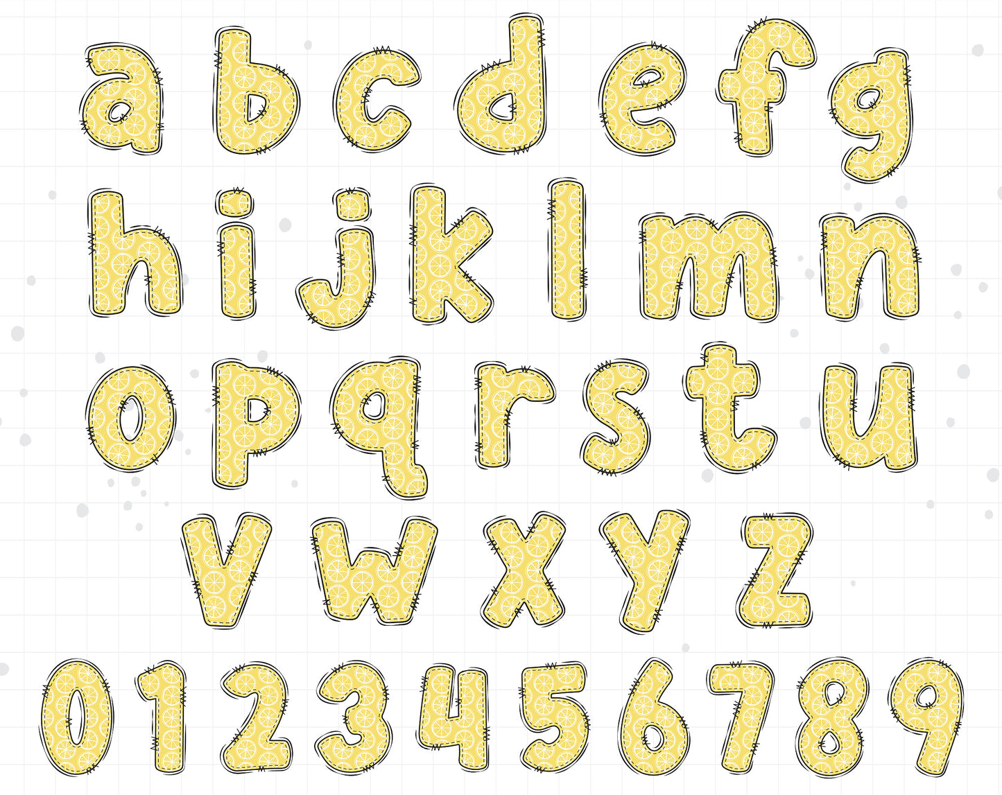 Lemon Doodle Letters Clipart