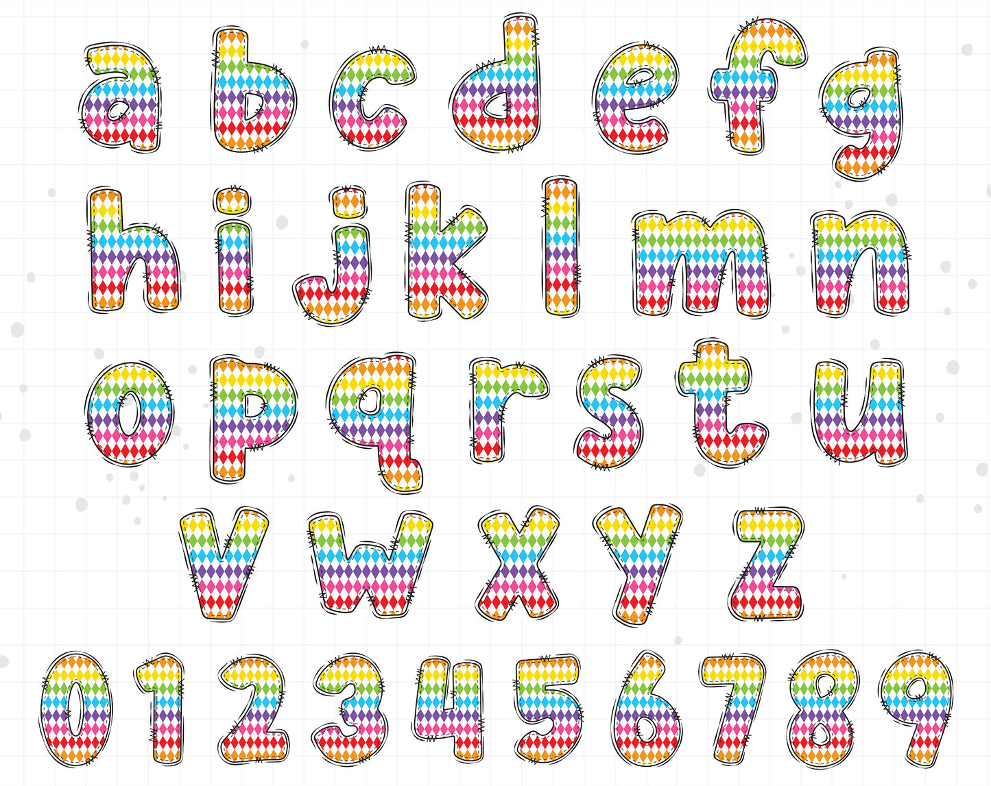 rainbow doodle alphabet