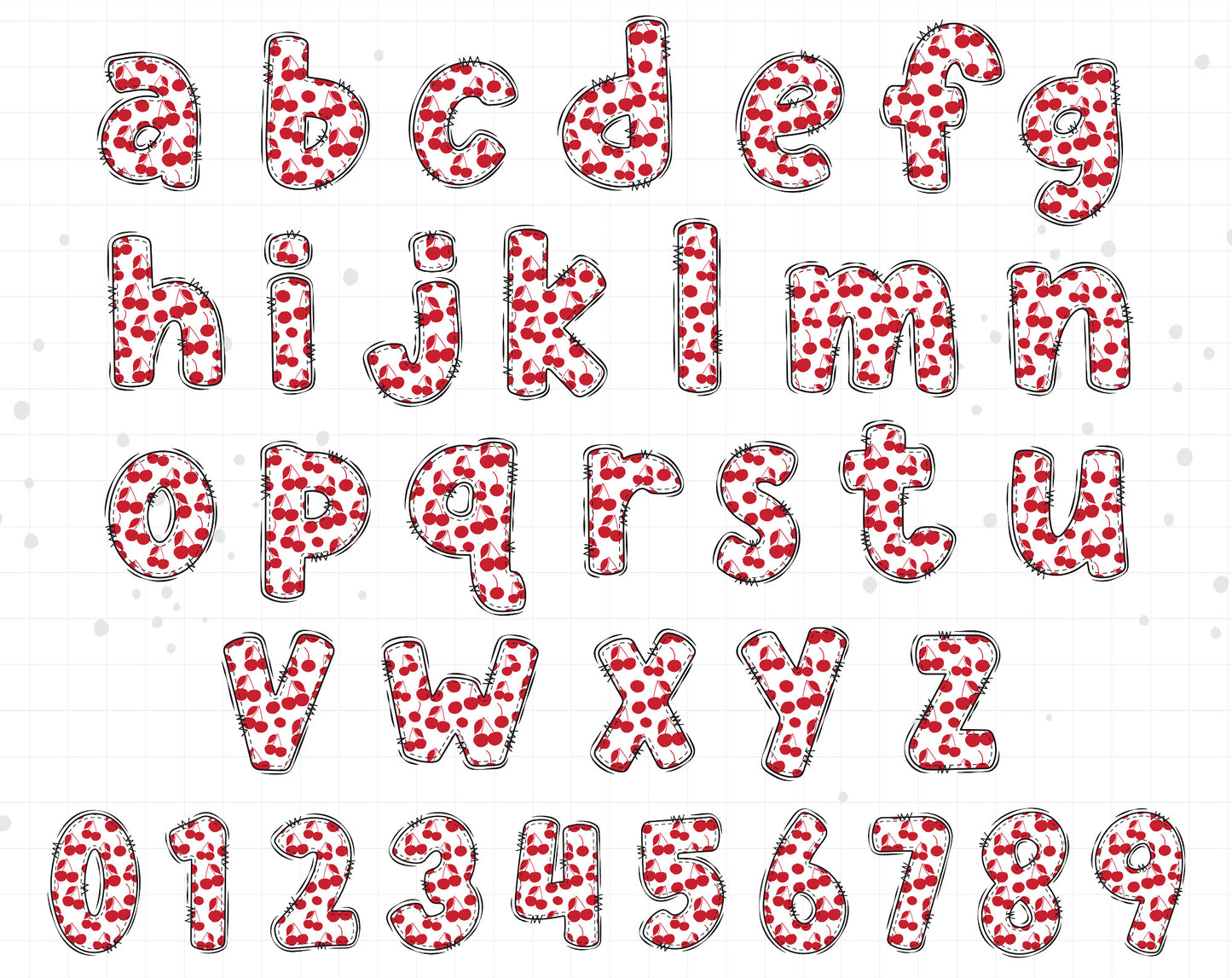 cherry doodle alphabet letters