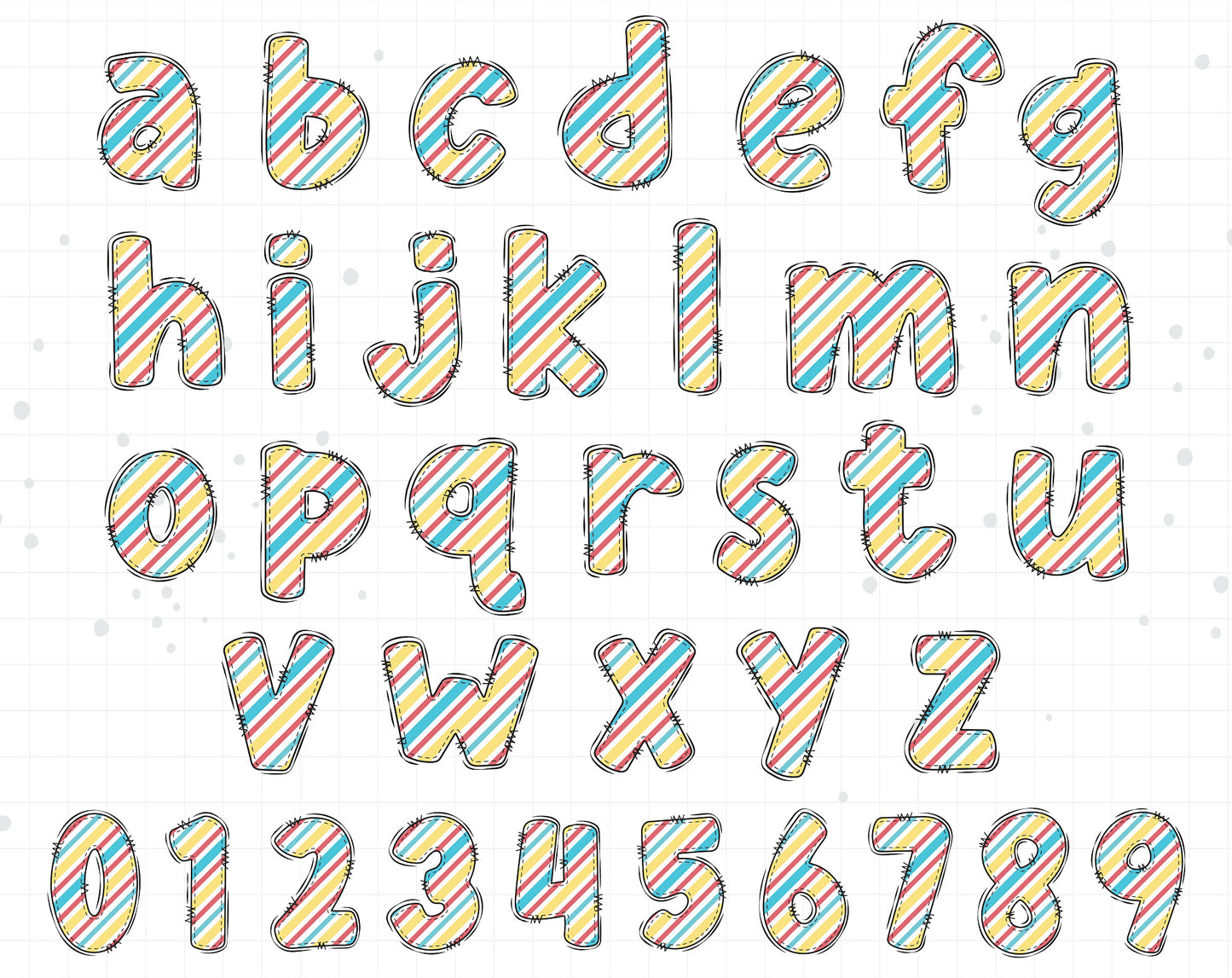 bright doodle alphabet letters