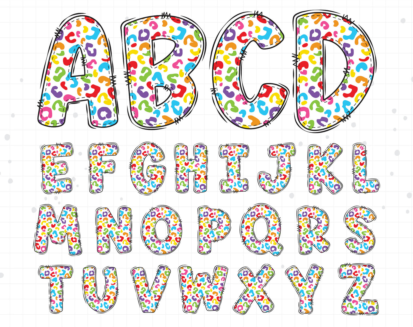 rainbow leopard alphabet letters