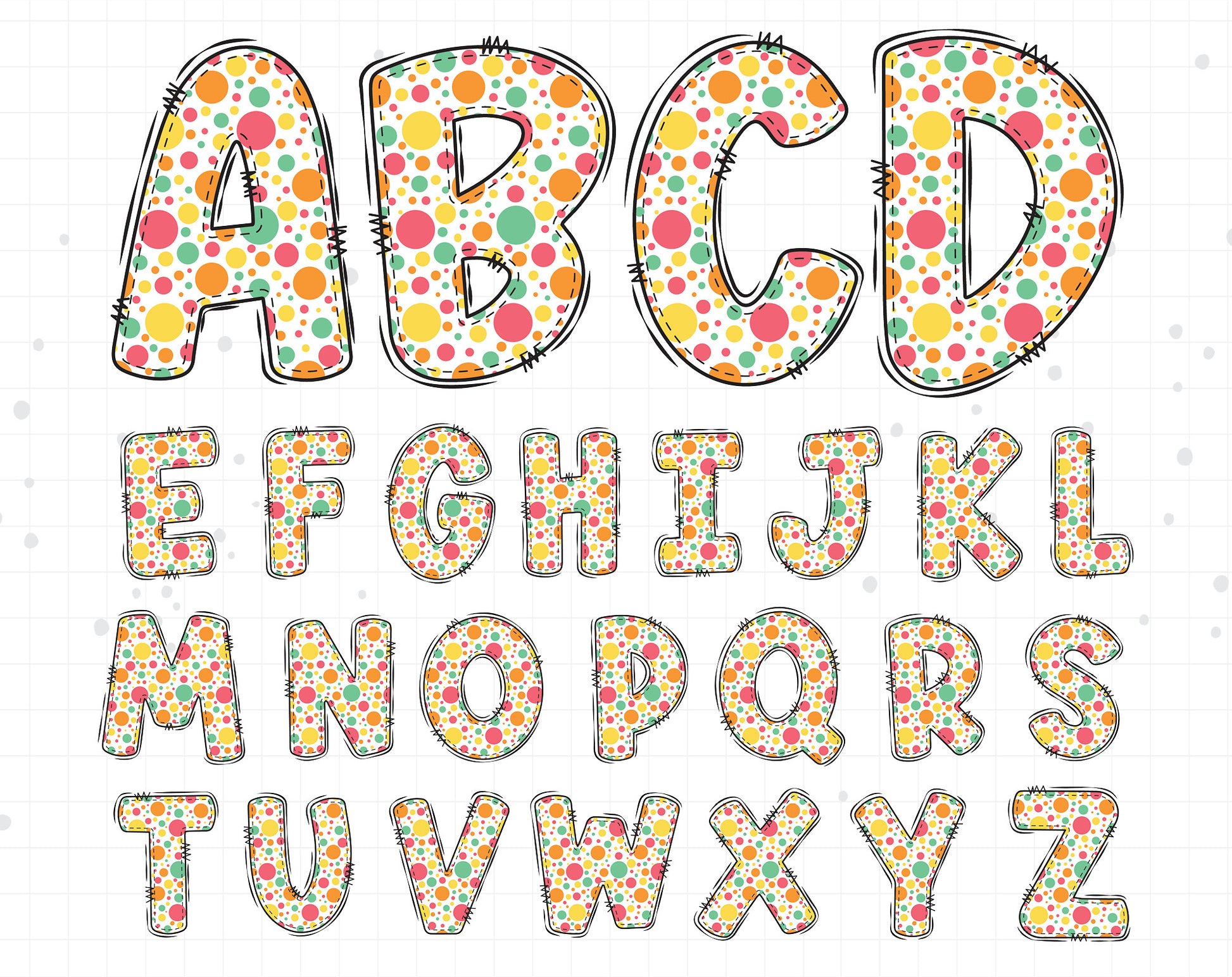 citrus doodle alphabet png