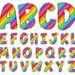 rainbow love alphabet png sublimation