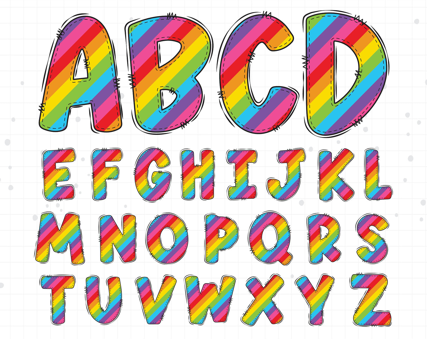 rainbow love alphabet png sublimation