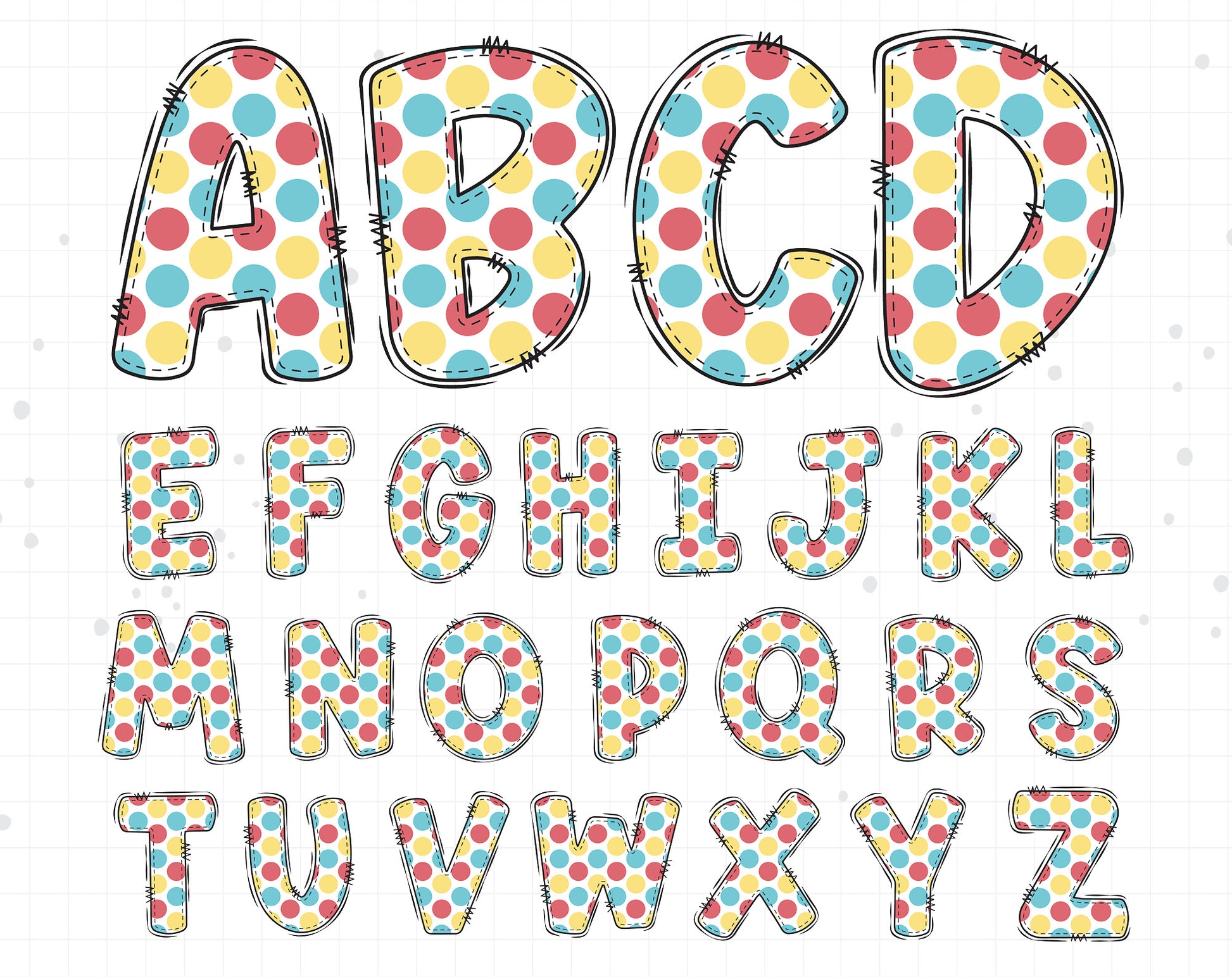 dots doodle alphabet letters