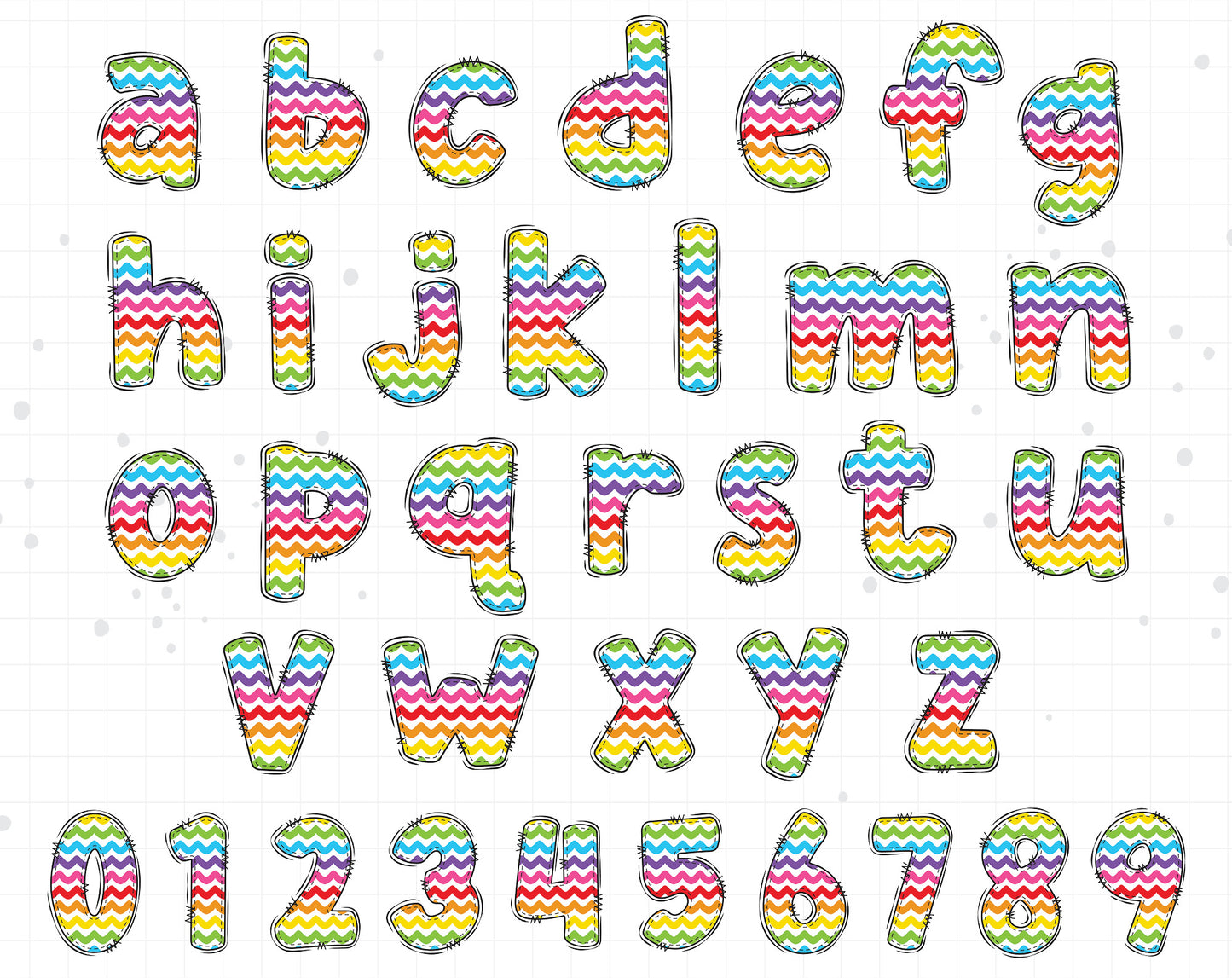 rainbow doodle letters