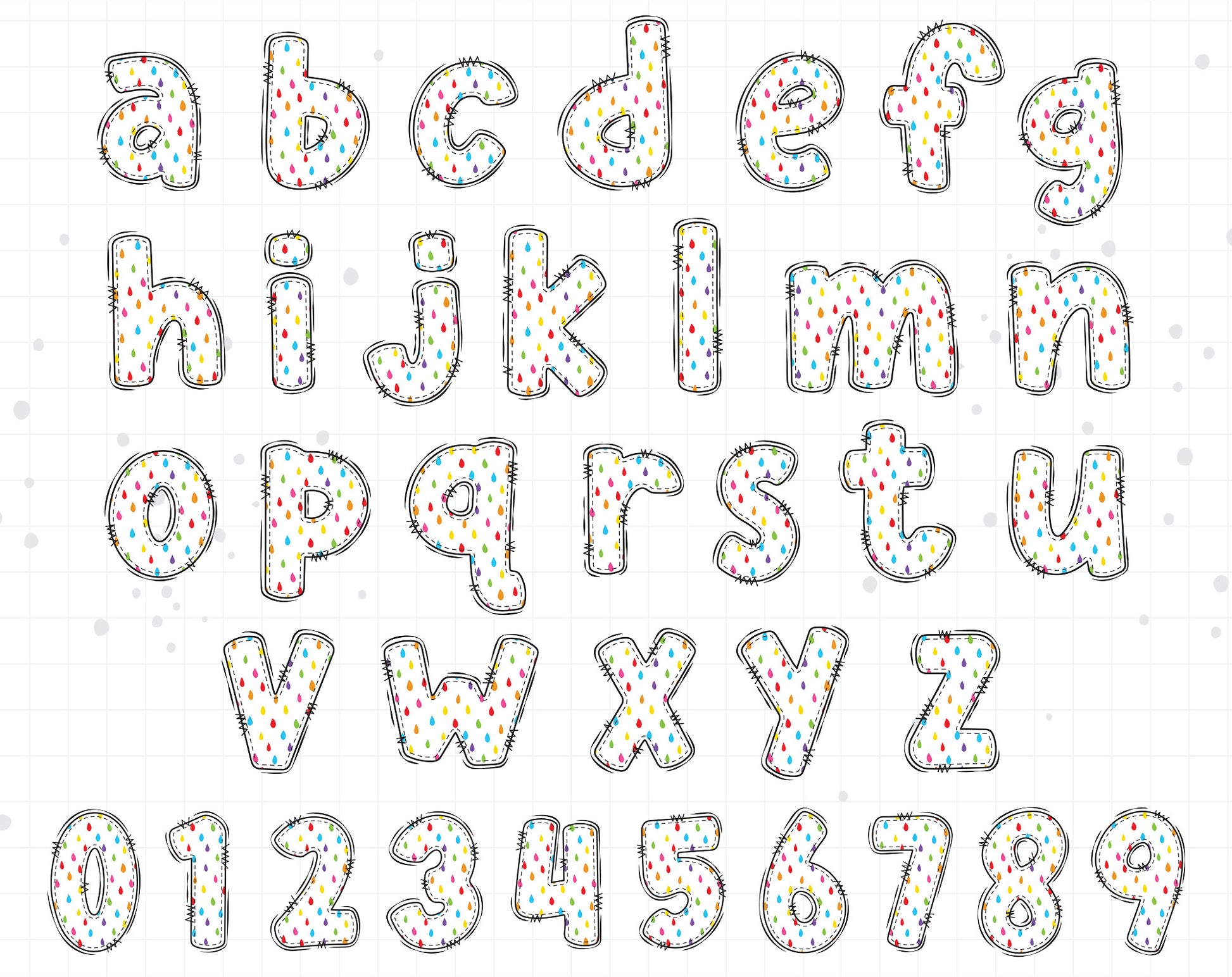 rainbow doodle alphabet letters