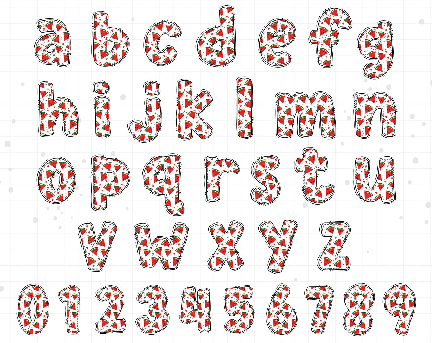 Watermelon Alphabet Letters Graphic Design