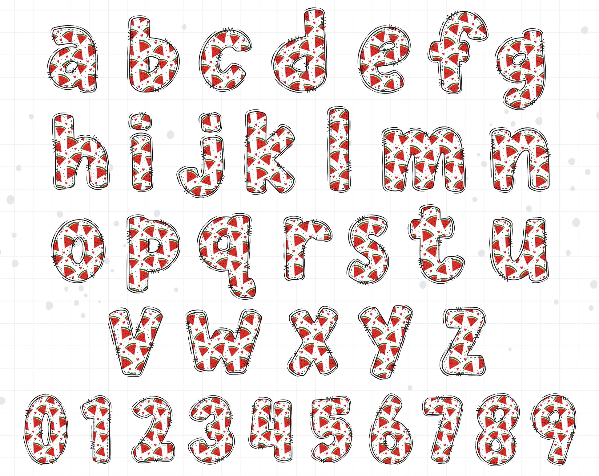 Watermelon Alphabet Letters Graphic Design