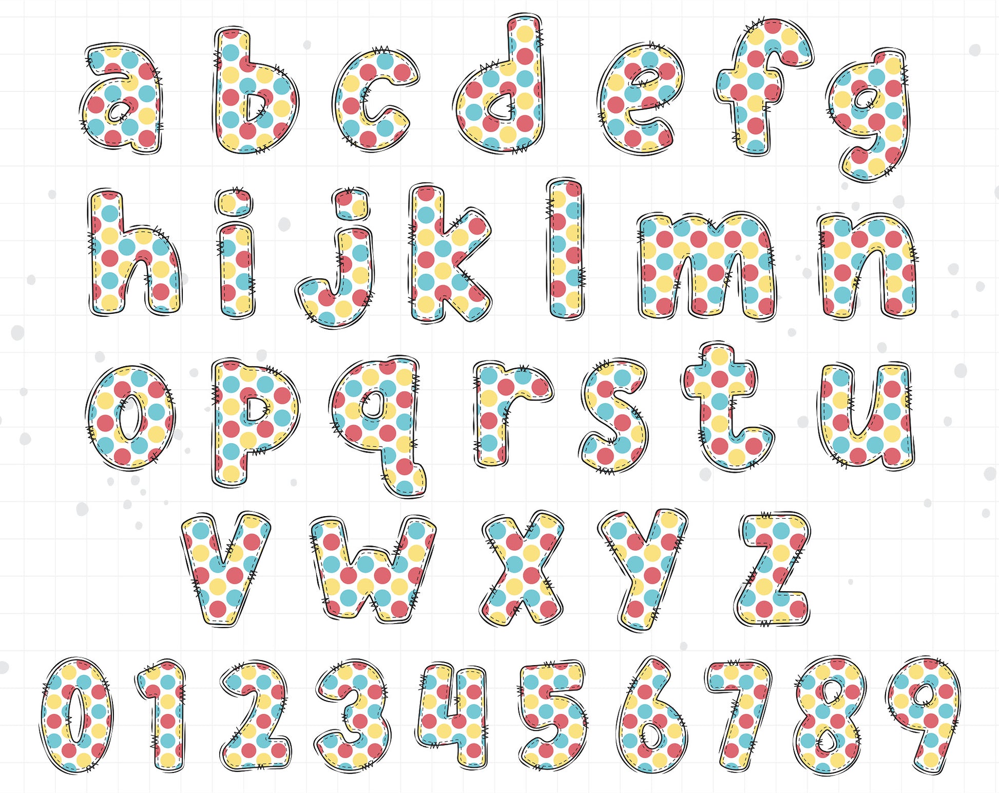 polka dots alphabet letters