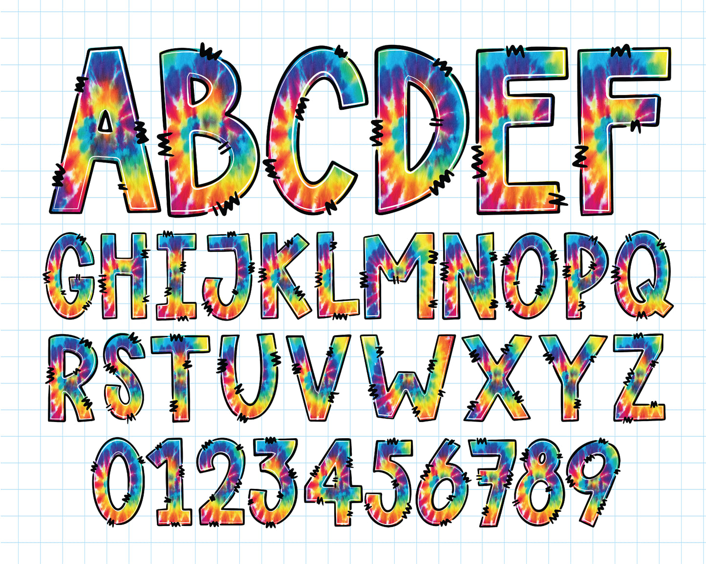 Tie Dye Alphabet Letters