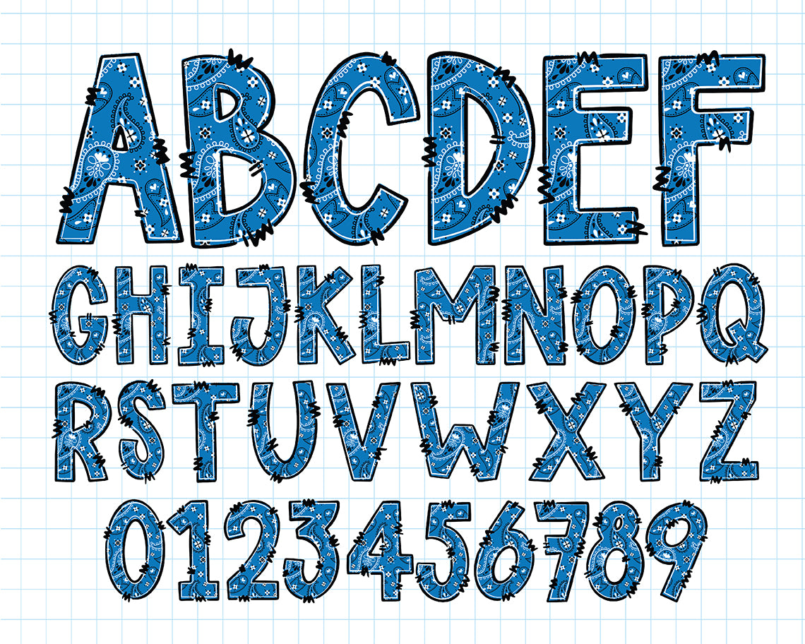 Blue Bandana Alphabet Letters