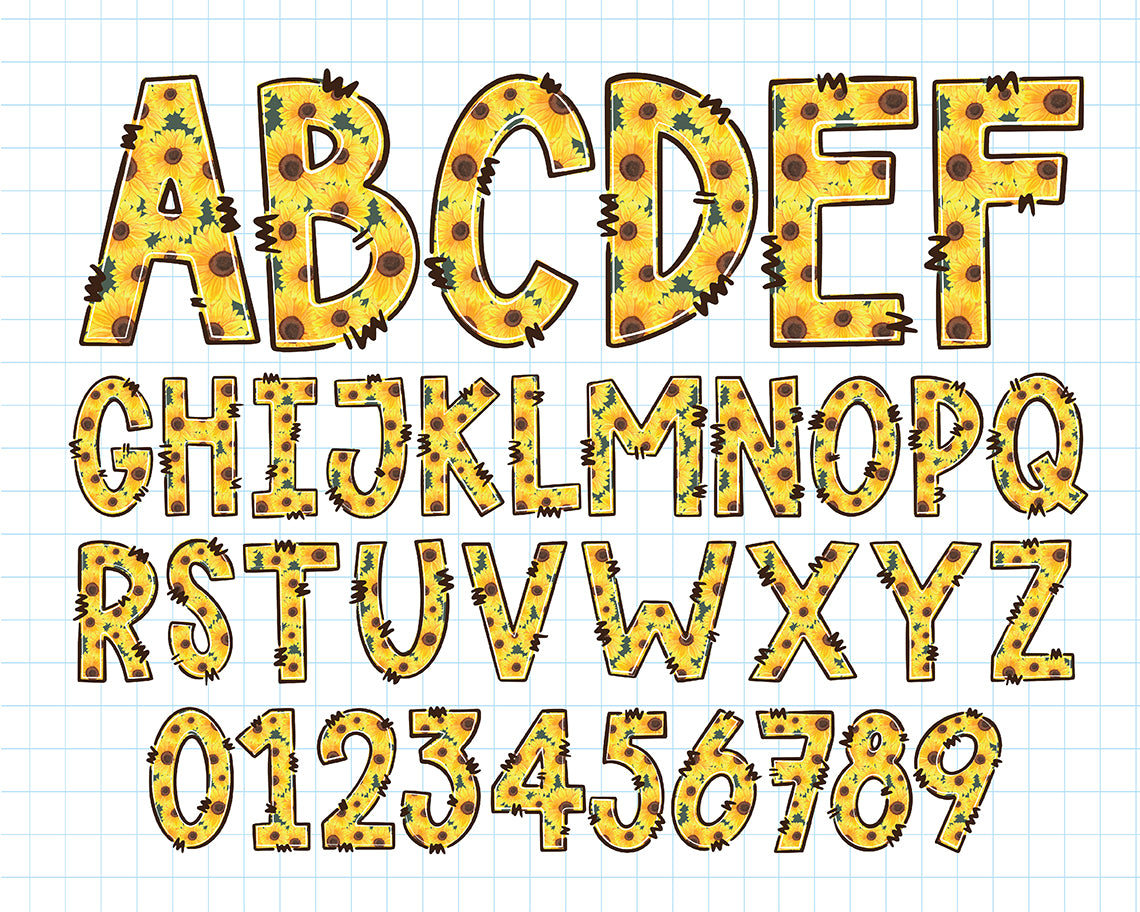 sunflower doodle letters