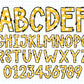 white & yellow doodle alphabet letters