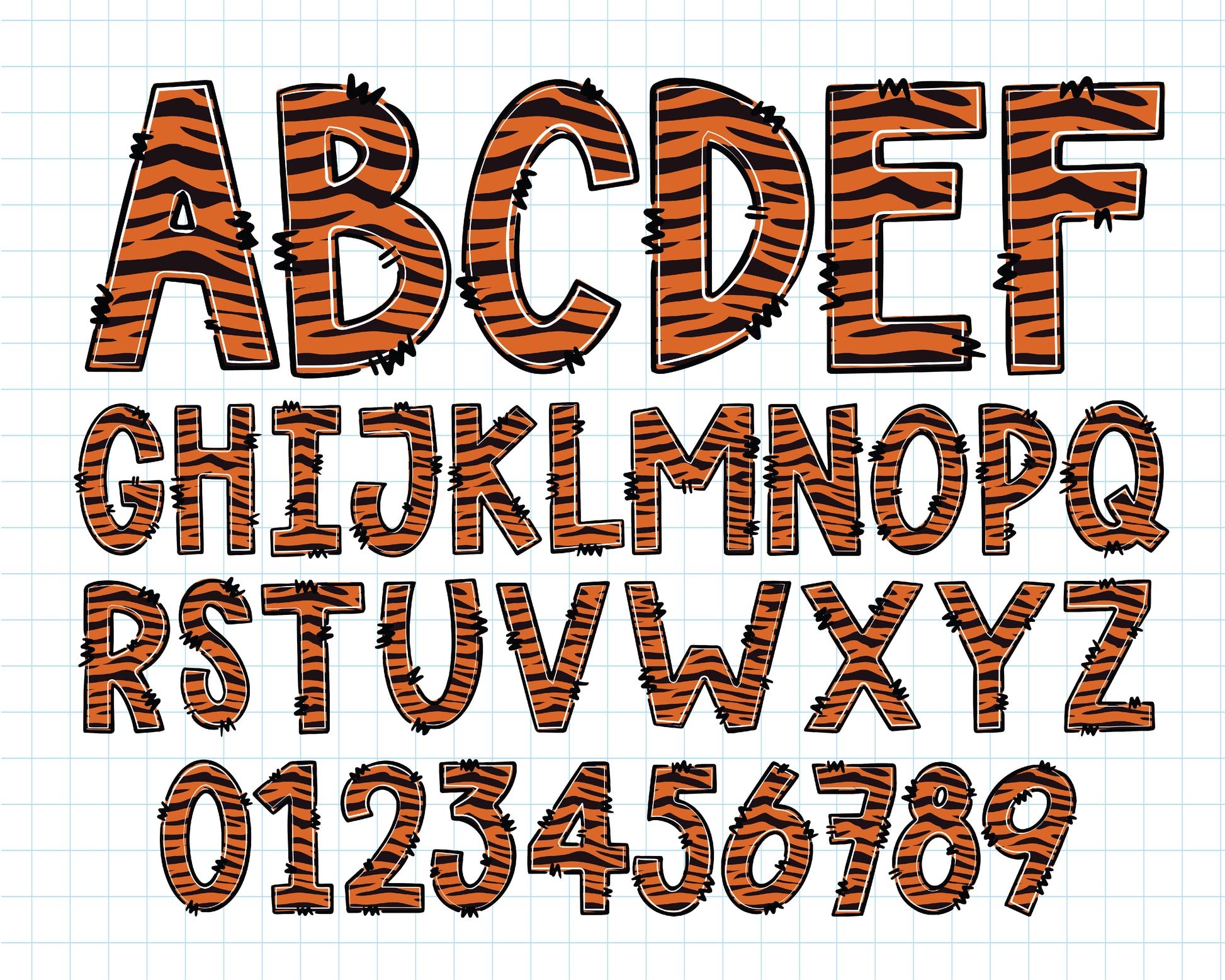 Tiger Alphabet PNG Sublimation