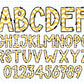 white & yellow alphabet letters