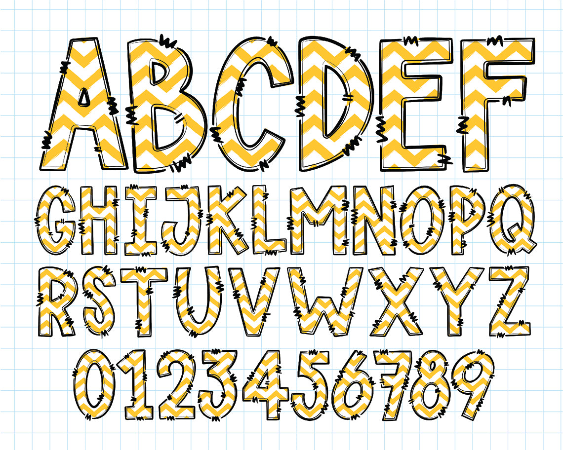 white & yellow alphabet letters