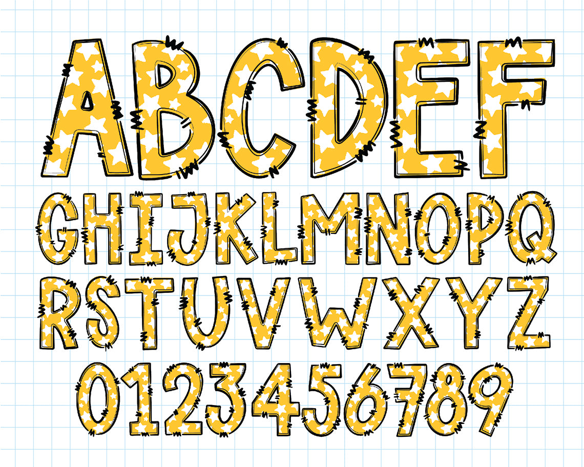 white & yellow alphabet sublimation