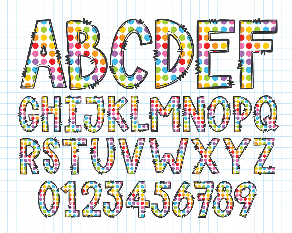 Rainbow Doodle Alphabet Letters