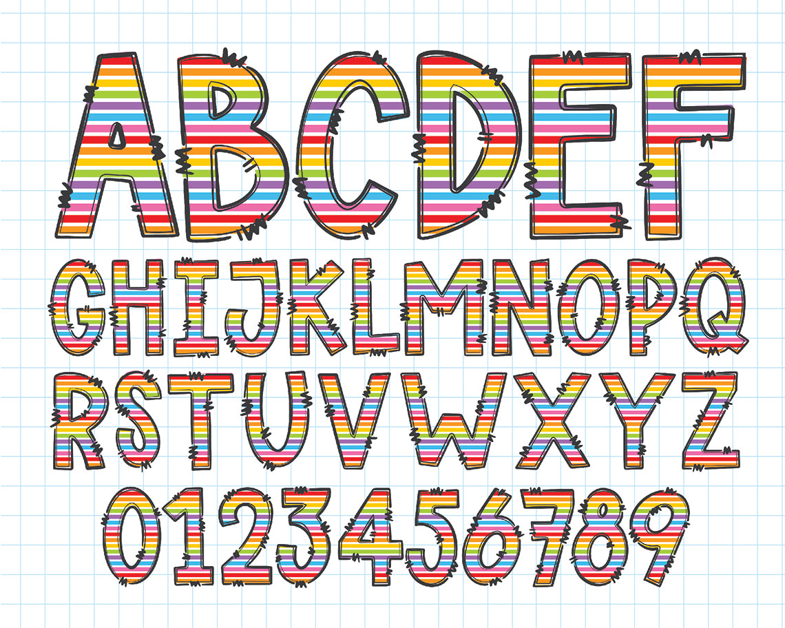 Rainbow Doodle Alphabet Letters