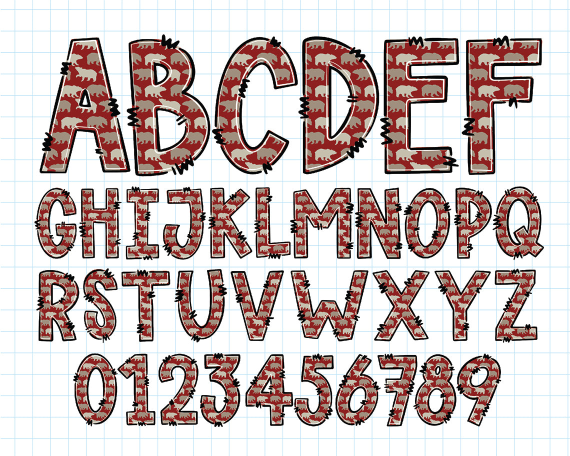 Lumberjack Doodle Alphabet Letters 