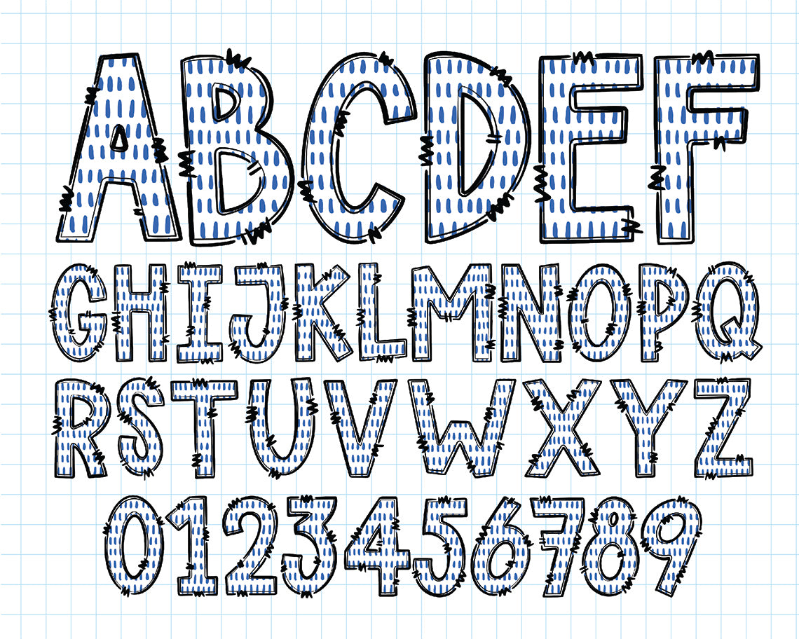 White & Blue Alphabet Letters