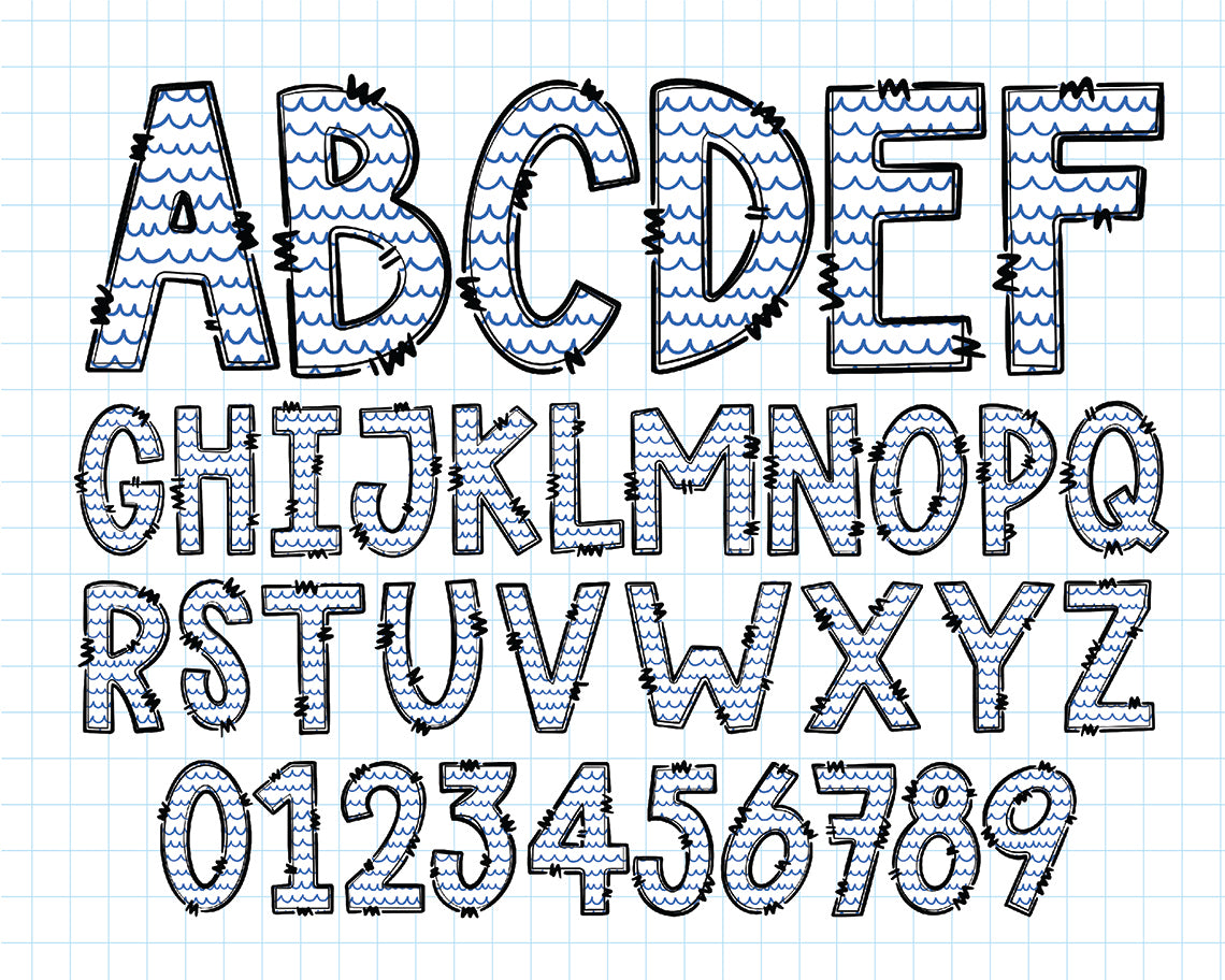 White & Blue Alphabet PNG