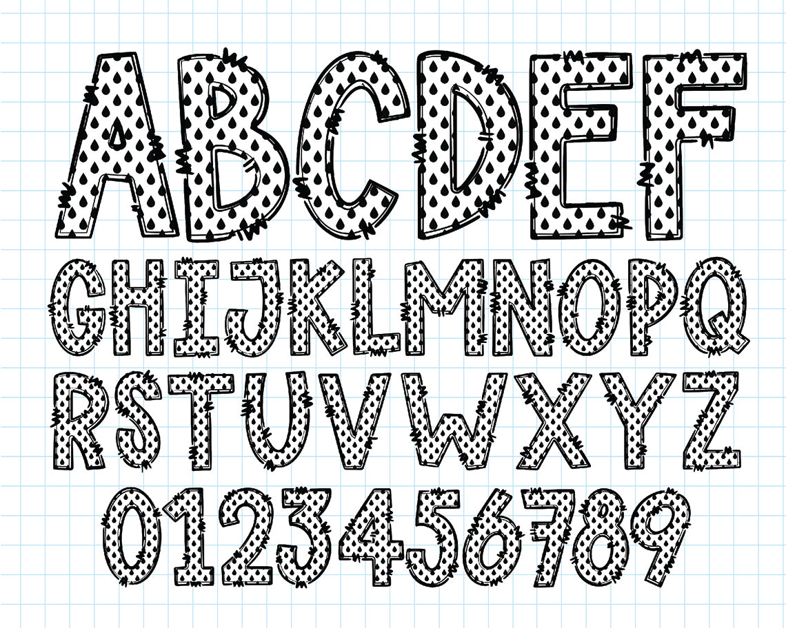 Black & White Doodle Alphabet Letters