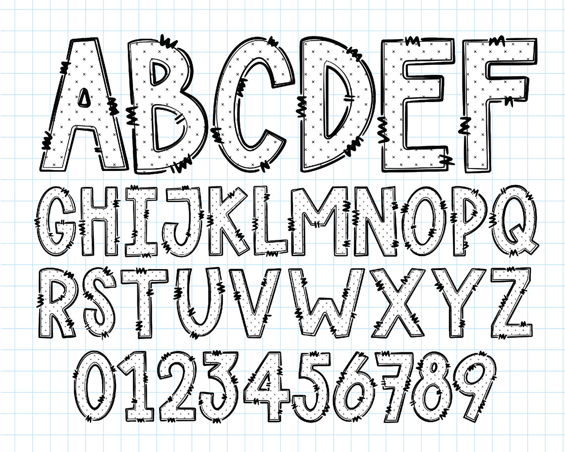 Black & White Doodle Alphabet Letters