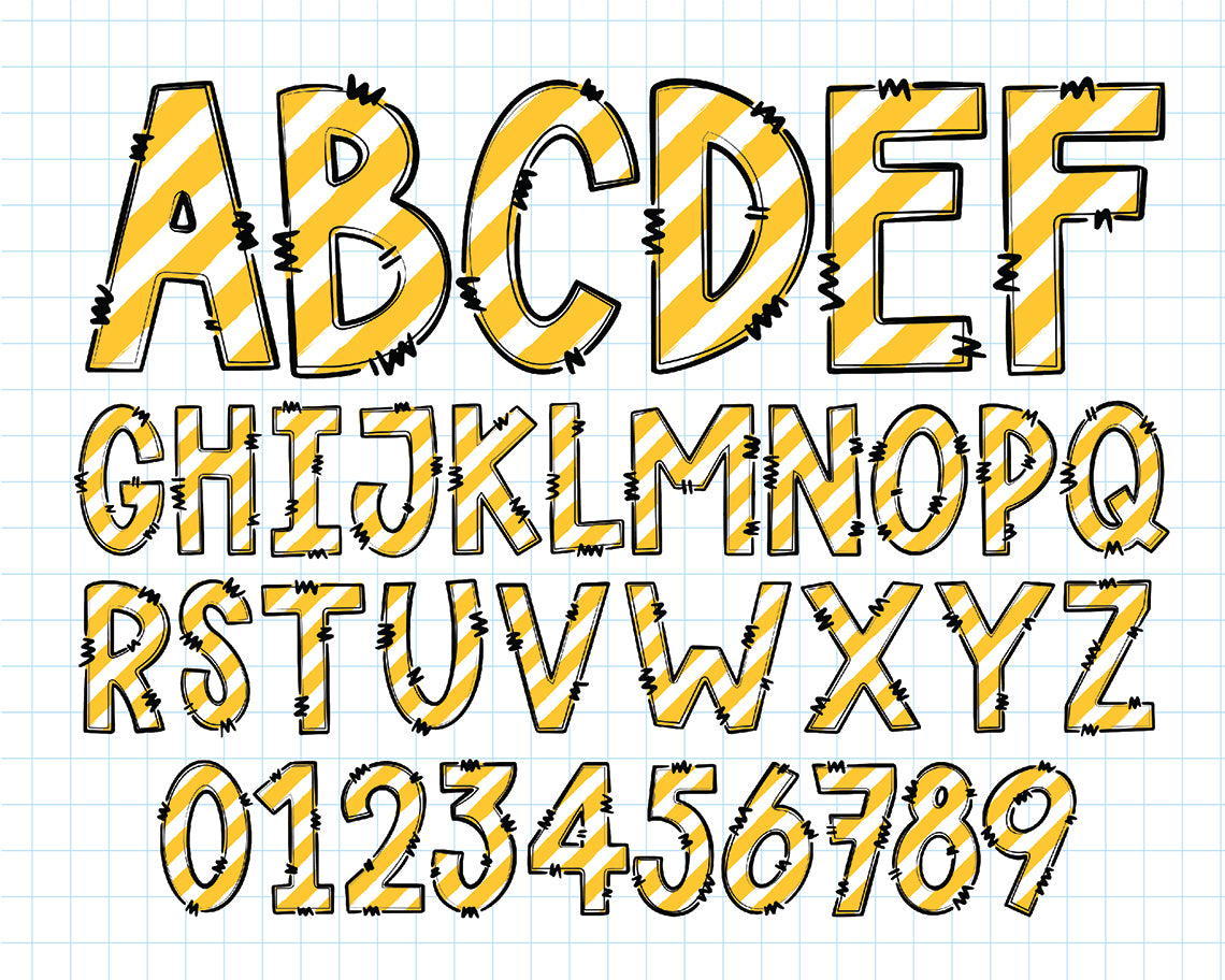 white & yellow alphabet png