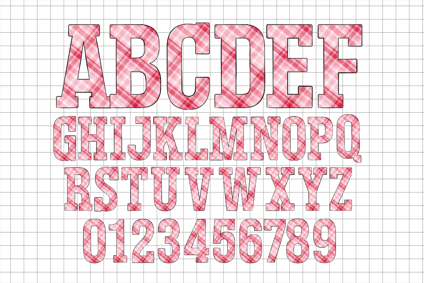 Plaid Valentines Letters, Alphabet A - Z Set for Sublimation Design Printable Font, Valentine's Day Alphabet PNG Sublimation Design, Digital Download