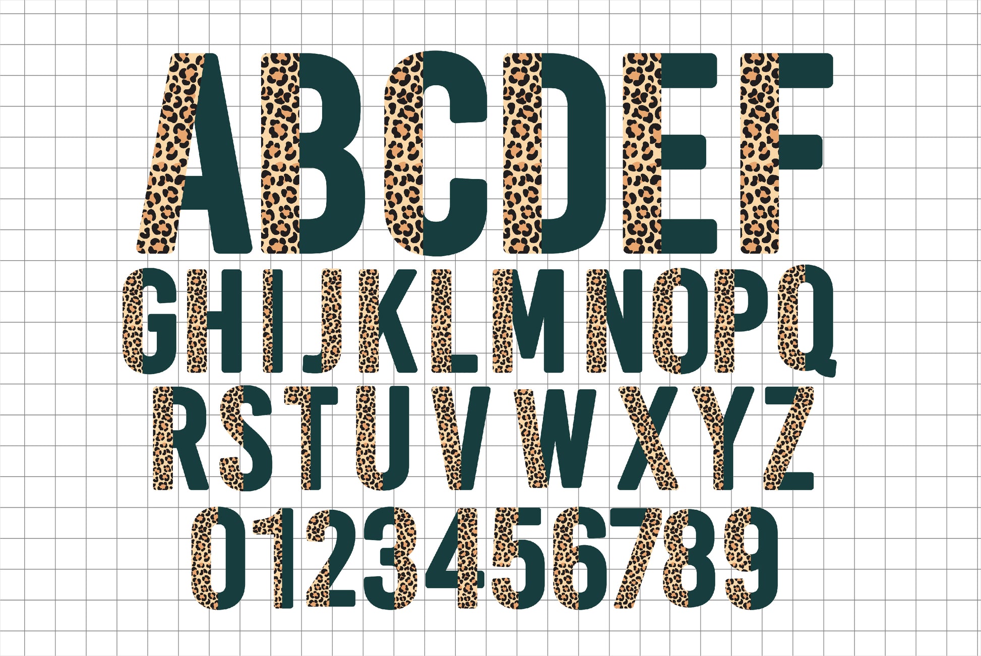 Leopard Alphabet PNG Sublimation